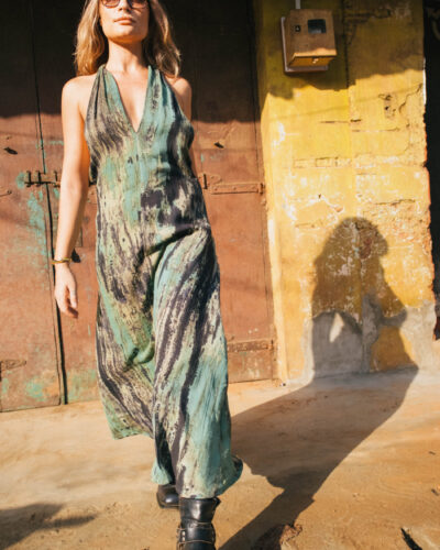 Ura Vestido Halter 100% Algodón – Tonos azules